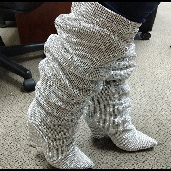 Embellished Rhinestone Crystal Covered Knee High - Picture 5 of 8